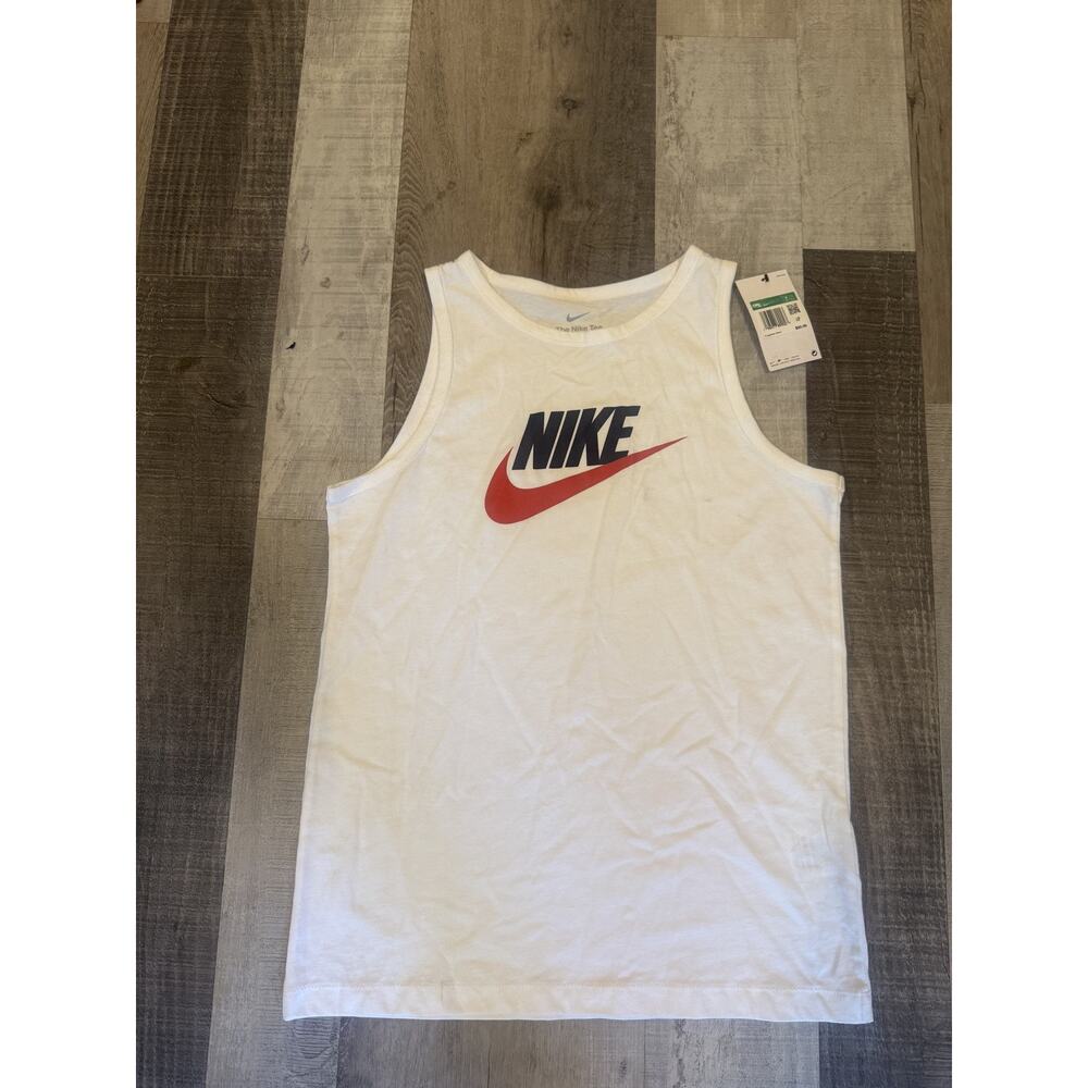 Nike Shirt Youth XL White Red Blue Swoosh Athletic Tank Top Kids FV5925-100 New - Picture 2 of 6